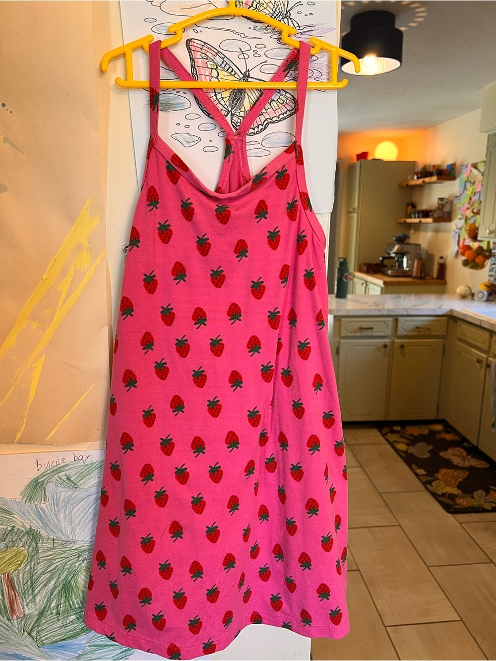 Hanna Andersson Pink Strawberry Print Romper Dress